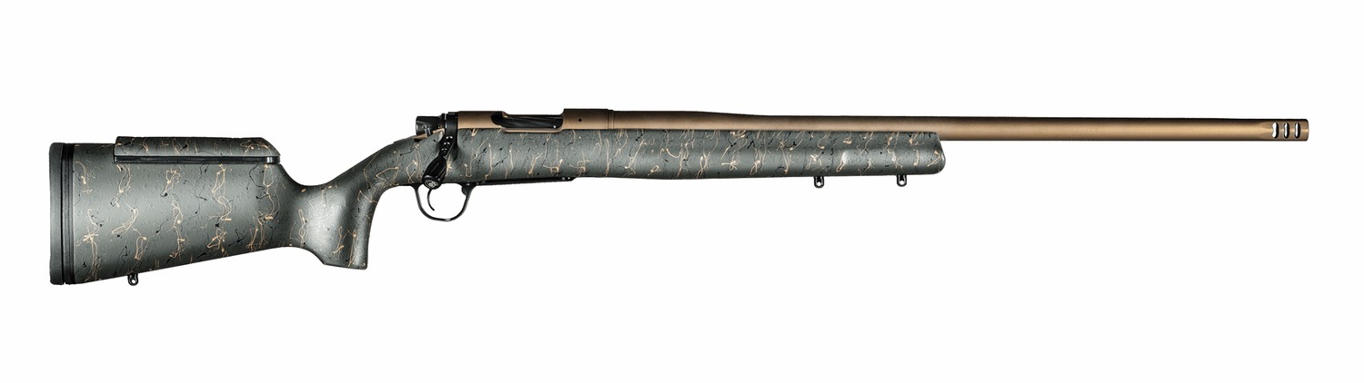 Christensen Arms 8010200700 Mesa Long Range 308 Win 4+1 24" Threaded Barrel, Burnt Bronze Cerakote, Green with Black/Tan Webbing Stock