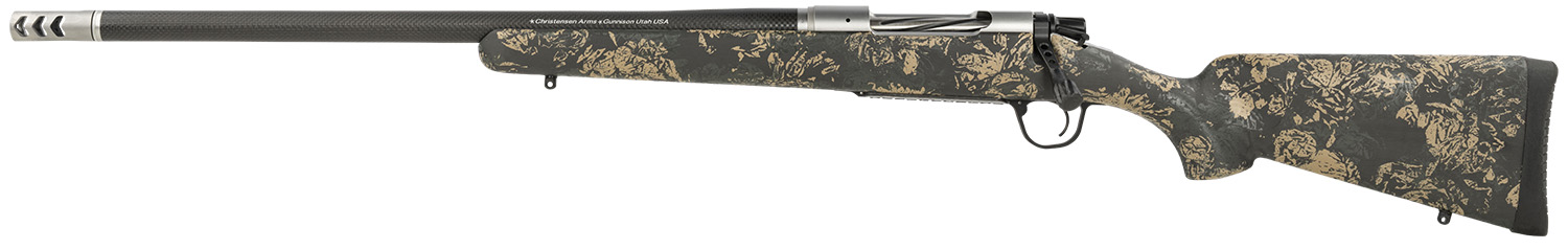 Christensen Arms 8010617500 Ridgeline FFT 7mm-08 Rem, Lightweight Carbon Fiber Rifle with Stainless Steel Barrel & Side-Baffle Brake, 4-Round Capacity, Green/Black/Tan Finish - Christensen Arms - 7mm-08