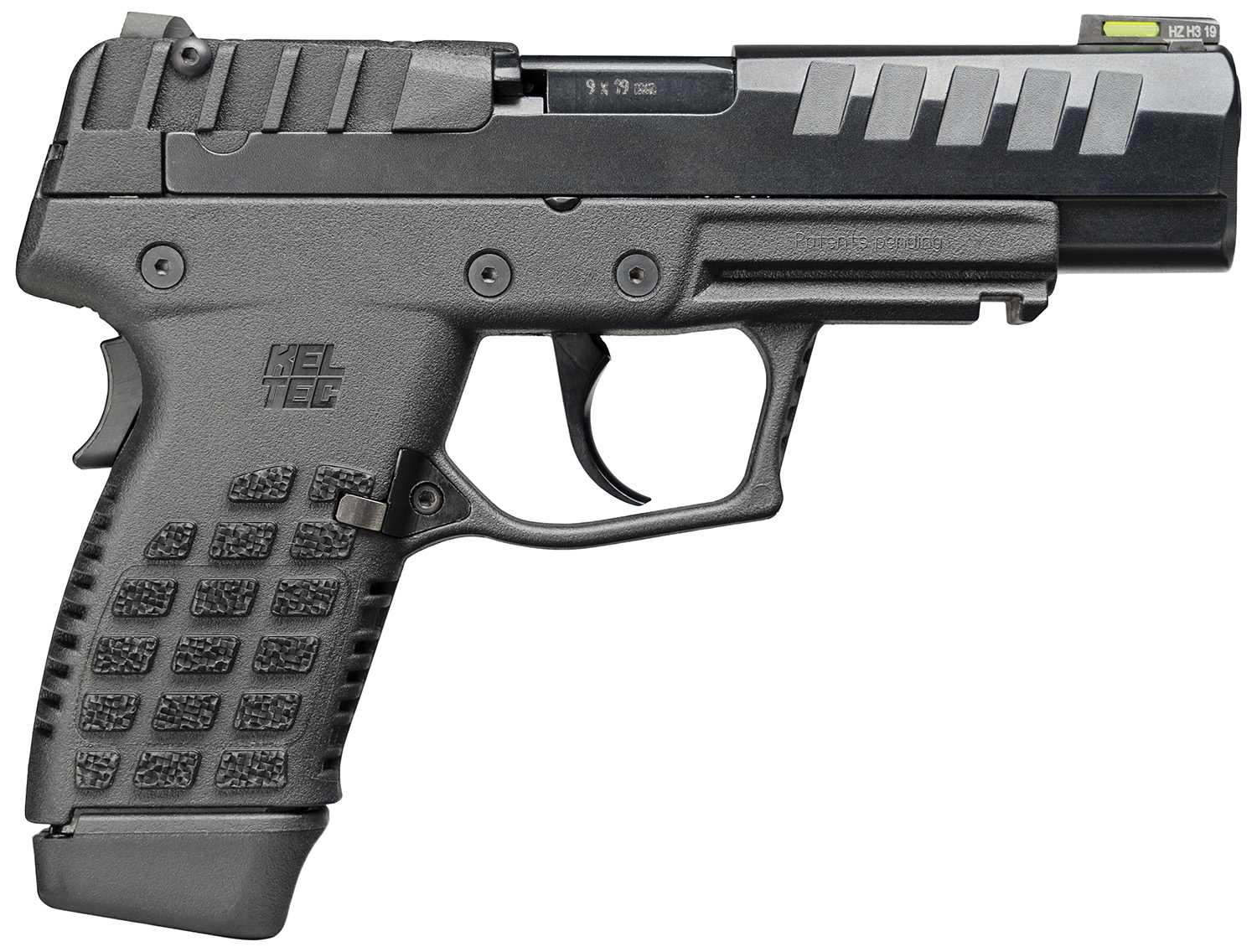 Kel-Tec P15BLK P15  Compact Frame 9mm Luger 15+1 4" Black Steel Barrel, Black Nitride Serrated Steel Slide, Black Polymer Frame w/Picatinny Rail, Black Stippled Grip, Ambidextrous