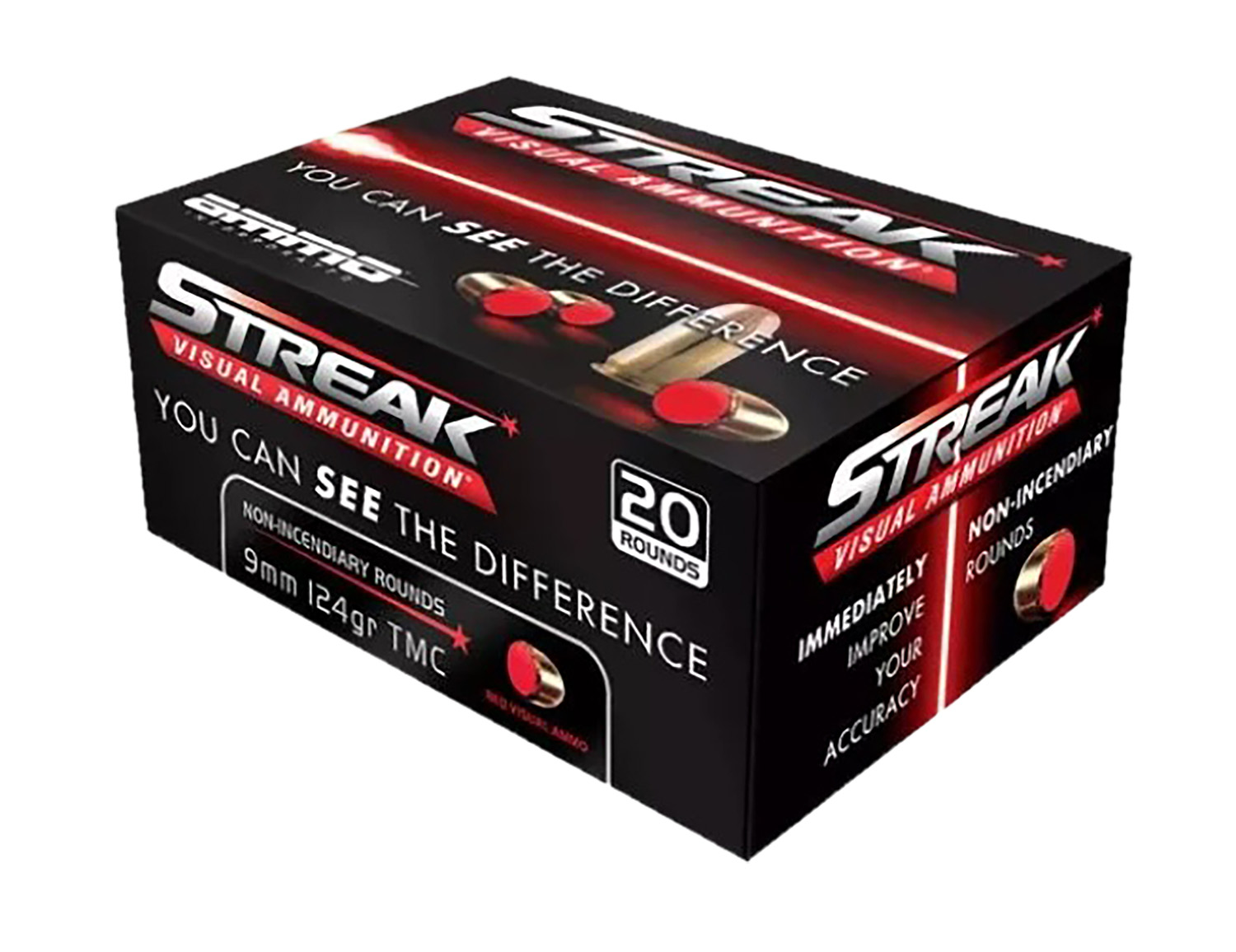 Ammo Inc 9124TMCSTRKRED Streak Visual (RED) 9mm Luger 124gr Total Metal