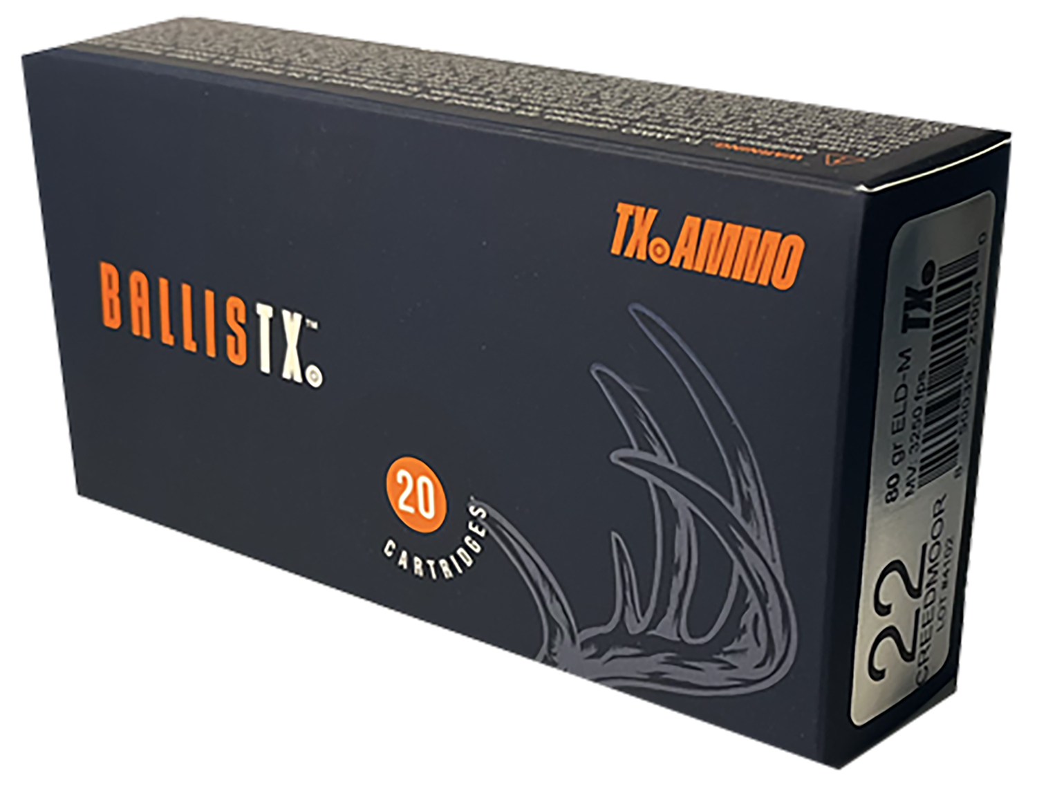 Texas Ammo RTXA22C80ELDM BallisTX 22 Creedmoor 80gr ELD-M 20/Box