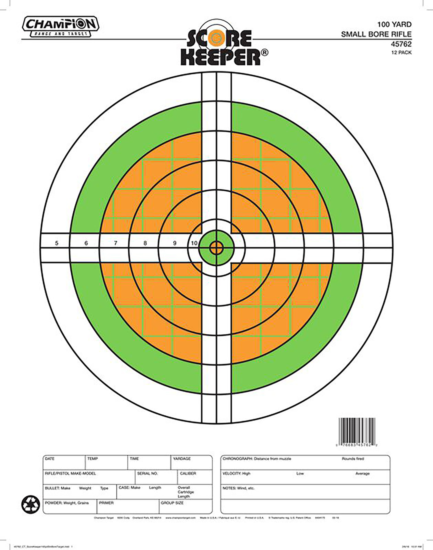 Champion Targets 45762 Score Keeper Sight-In Bullseye Paper Hanging 100...-img-0