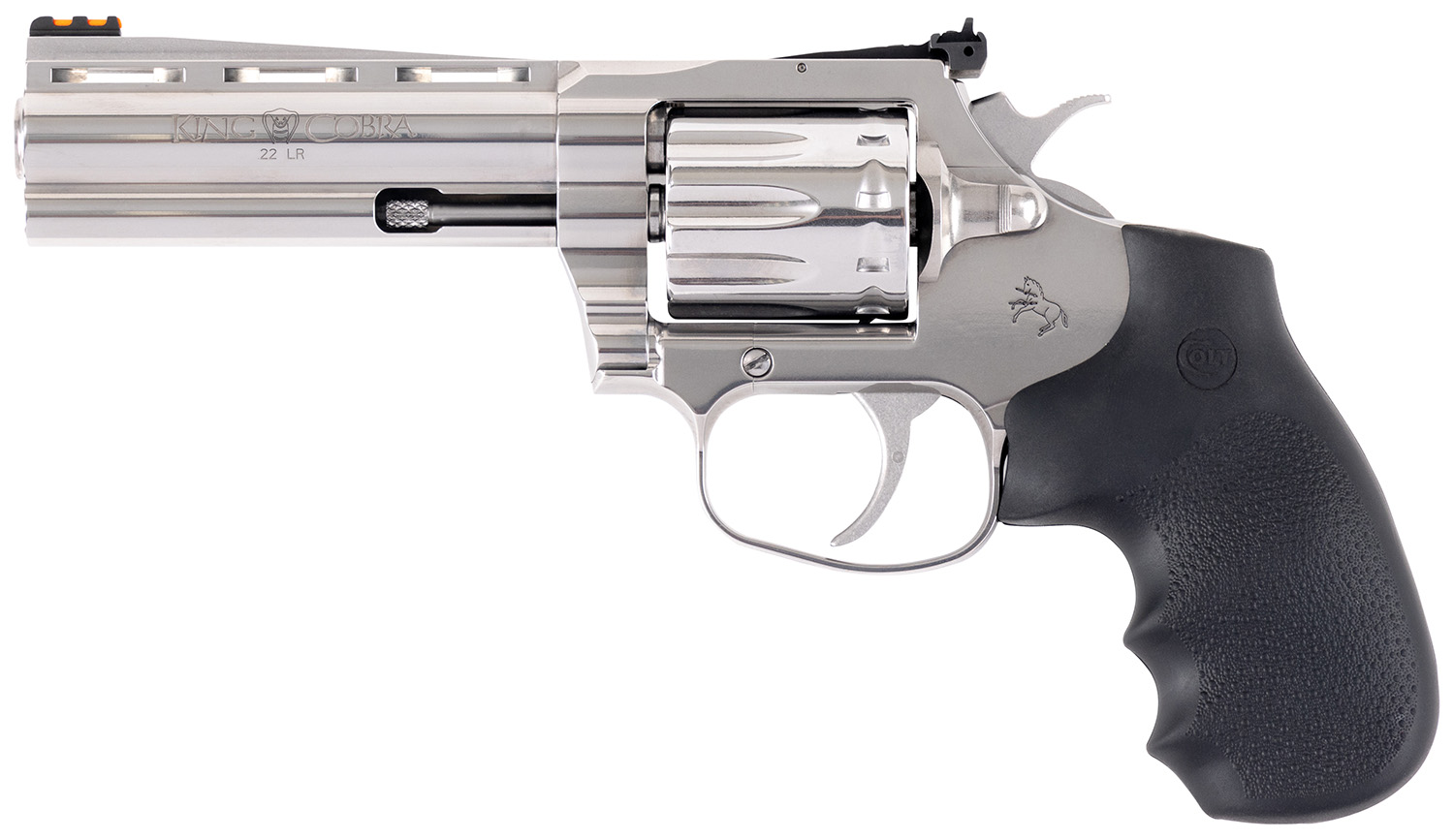 Colt King Cobra Target Revolver 22 LR 10 Shot 4.25" Stainless Steel Barrel, Cylinder & Frame With Black Hogue Overmolded Grips