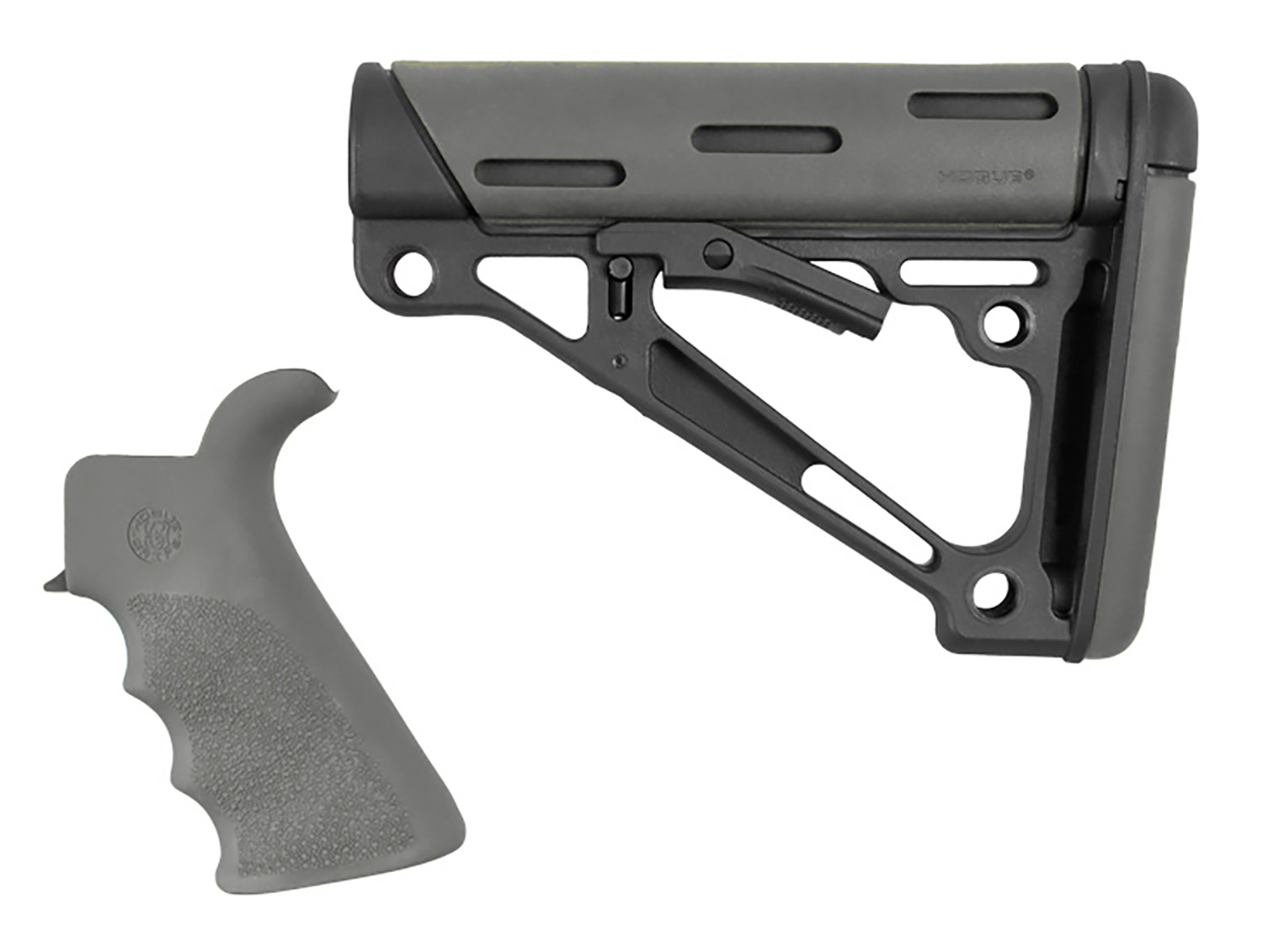 Hogue OverMolded AR-15 Kit Grey w- Grip and Buttstock - Hogue