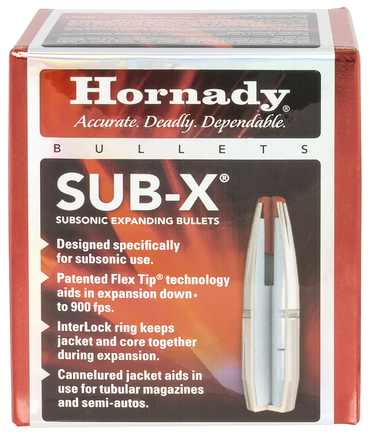 Hornady 30718 Sub-X Hunting 30 Cal 308 Cal 175 gr Subsonic-eXpanding