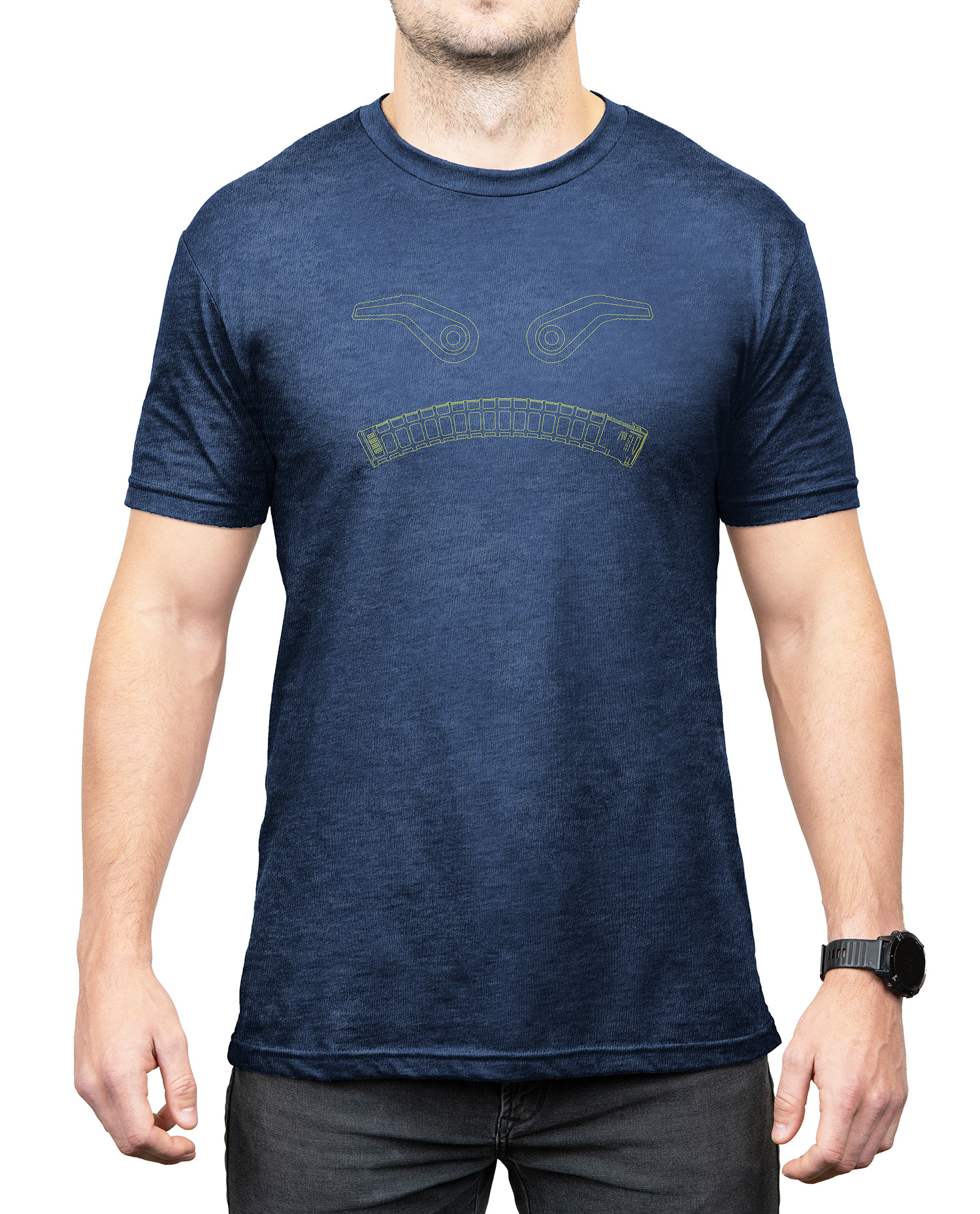 Magpul MAG1268411L Magmouth Navy Heather Cotton/Polyester Short Sleeve...-img-0