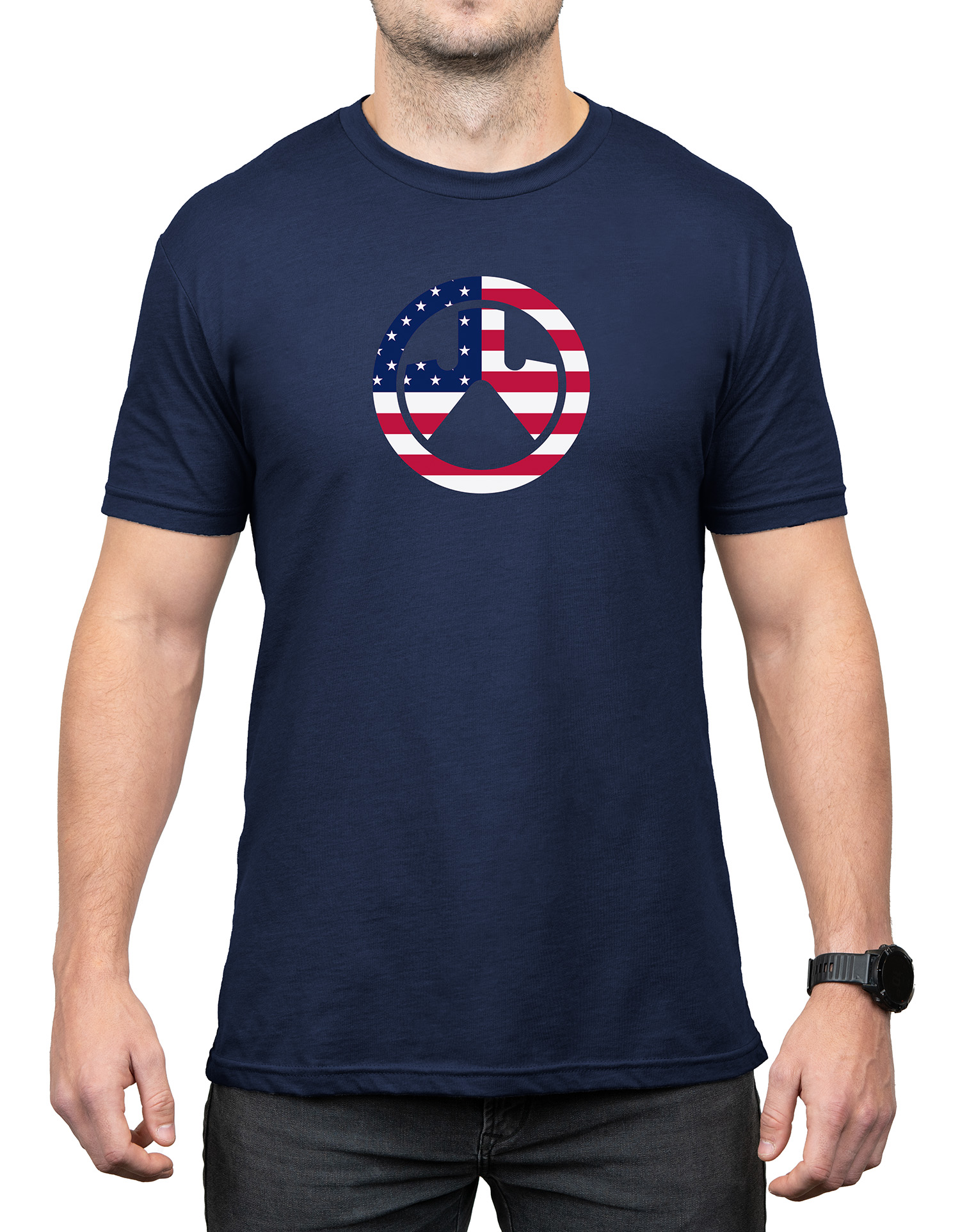 Magpul MAG1281410S Independence Icon Navy Cotton/Polyester Short Sleeve-img-0