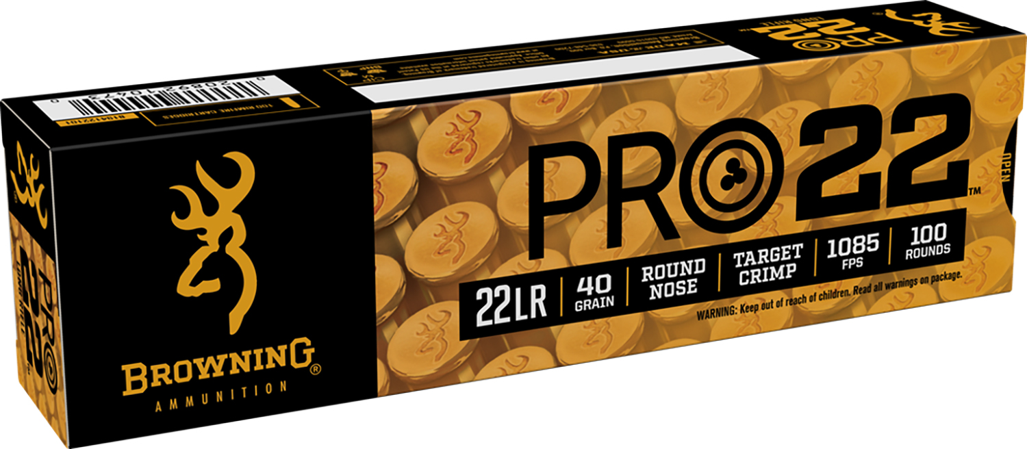 Browning Ammo B194122101 Pro22 22 LR 40 gr Lead Round Nose 100 Per Box/ 20-img-0