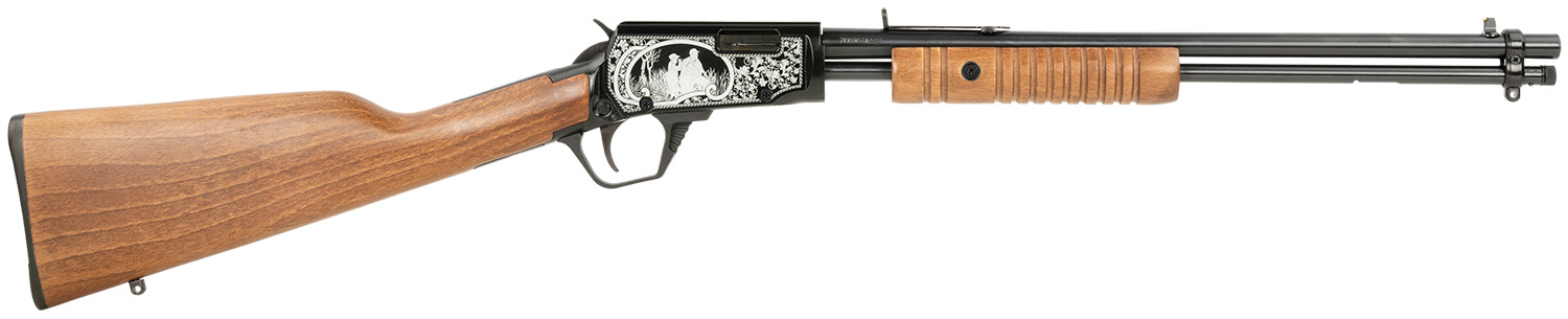 Rossi RP22181WDEN16 Gallery 22 LR 18" Pump Rifle, Engraved Wood Stock