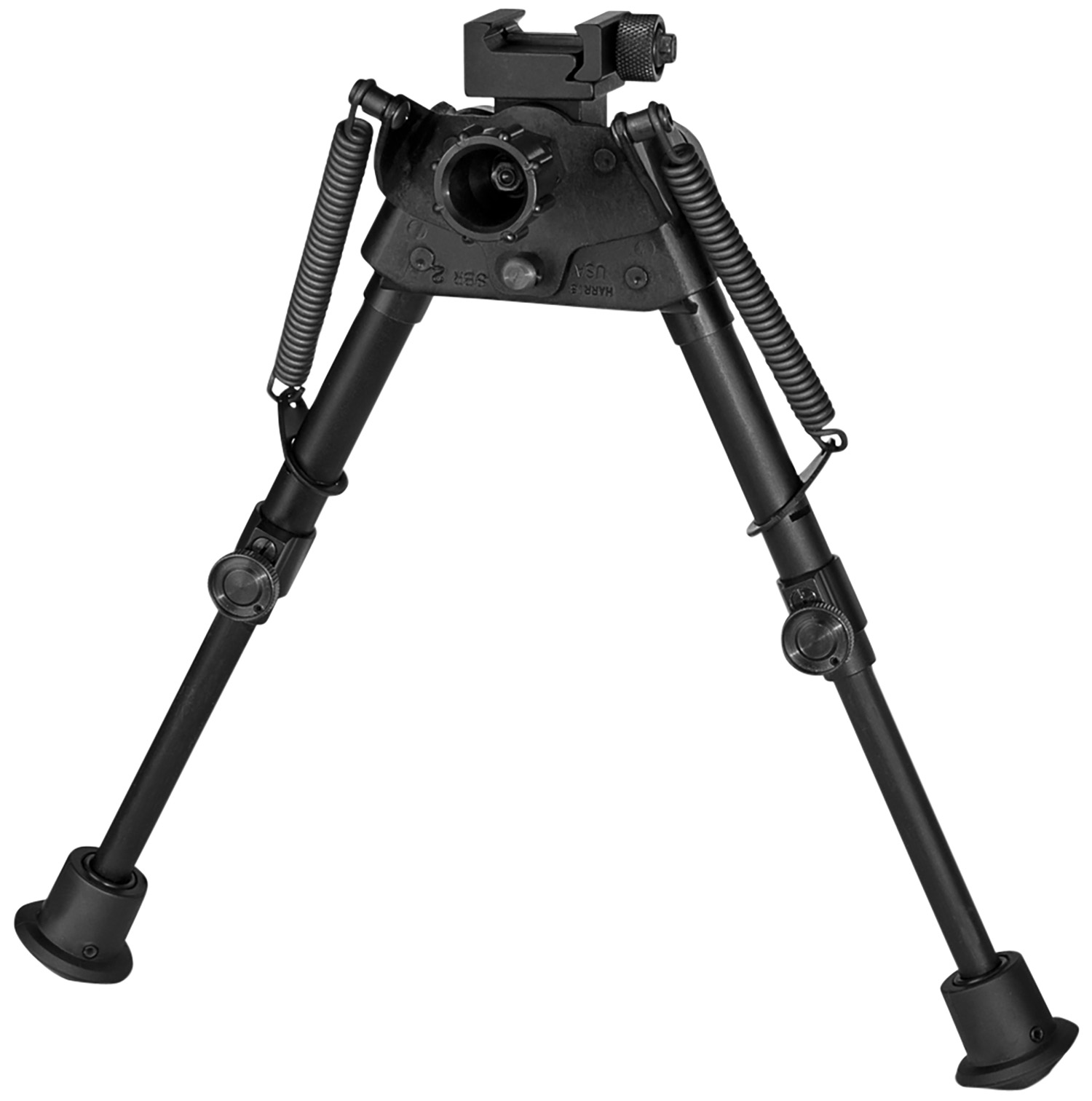 Harris Bipods S-BR2P Swivel BR Picatinny, 6-9, Black Steel/Aluminum, Self Leveling Legs, Rubber Feet