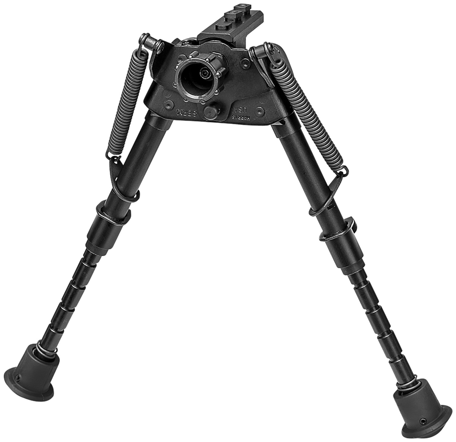 Harris Bipods S-BRMM-LOK Swivel BR M-LOK, 6-9, Black Steel/Aluminum, Notched Legs, Rubber Feet