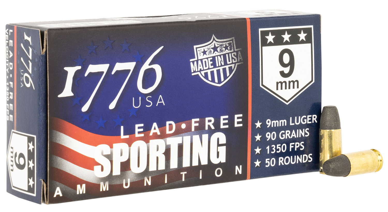 1776 USA 1776009090 Lead Free Sporting 9mm Luger 90gr Lead Free Ball 50 Per Box/20 Case