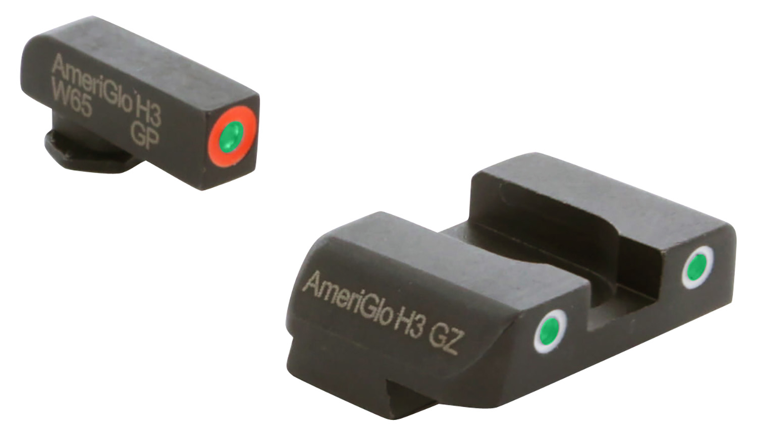 AmeriGlo GL241 Custom Classic Sight Set for Glock  Green Tritium Orange Outline Front Sight-Green Tritium White Outline Rear Sight AmeriGlo GL241 Custom Classic Sight Set for Glock  Green Tritium Orange Outline Front Sight-Green Tritium White Outline Rear Sight