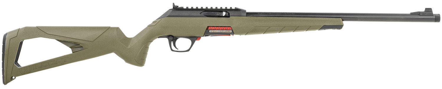 Winchester Repeating Arms 521140102 Wildcat SR Full Size 22 LR 10+1 16.50" Matte Blued Threaded Sporter Barrel, Picatinny Rail Matte Black Polymer Receiver, OD Green Skeletonized Synthetic Stock, Ambi