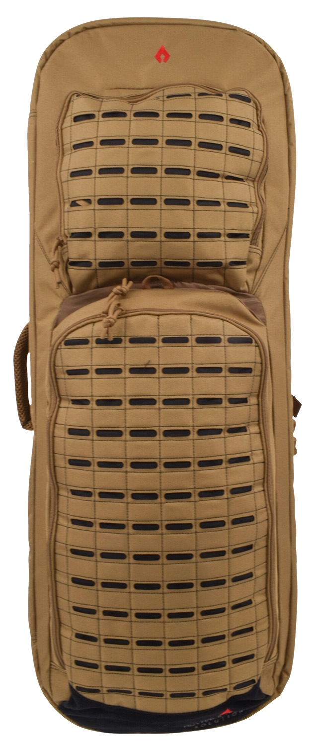 Advance Warrior Solutions FR28RBPTN/BL Frame  28 L Backpack with Side Handle, Tan Polyester for Tactical Rifle, Molle Front