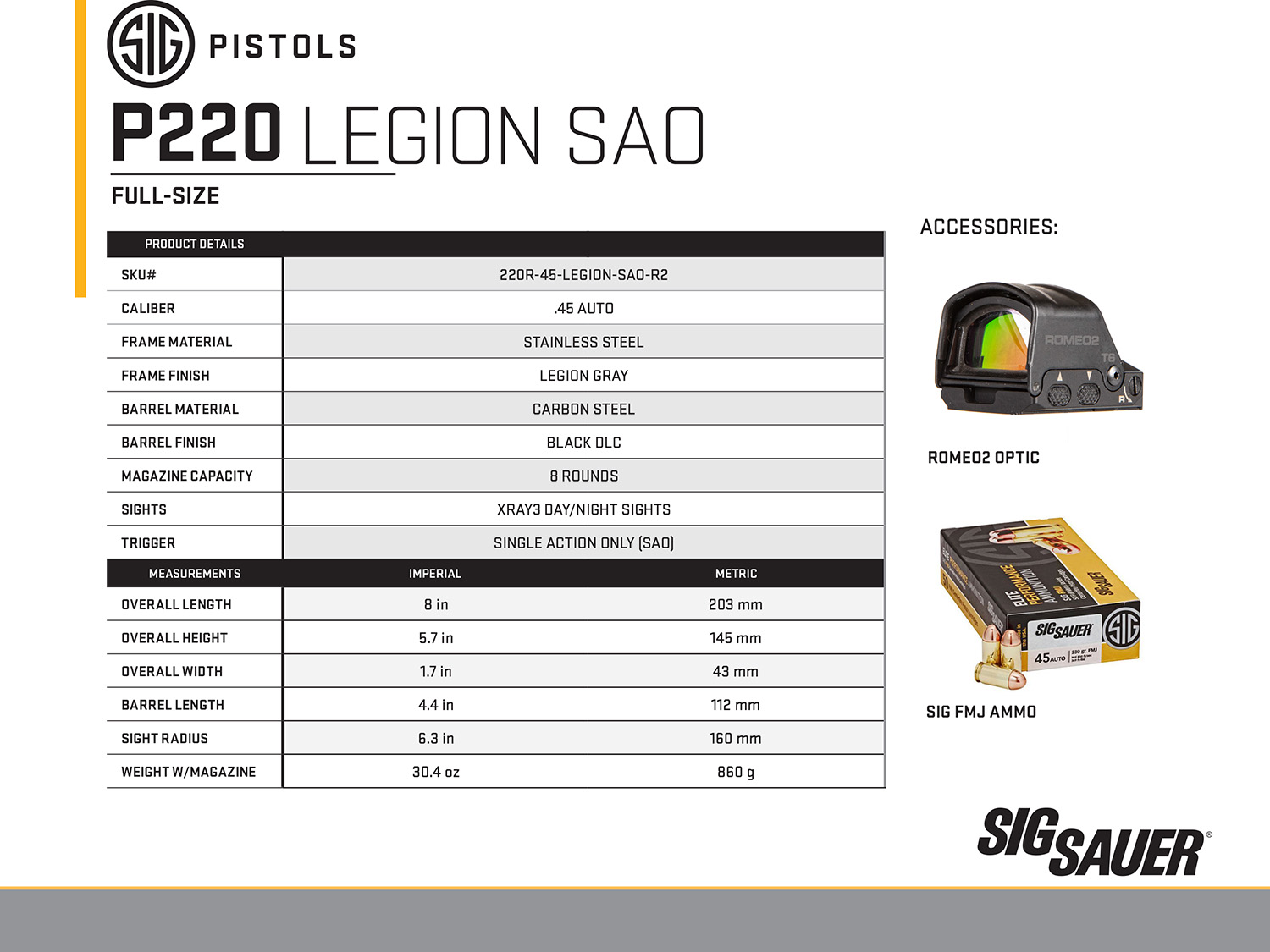 Sig Sauer P220 Legion SAO 45 – Masterful 45 ACP Pistol 3 Sig Sauer P220 Legion SAO 45 – Masterful 45 ACP Pistol - Image 3