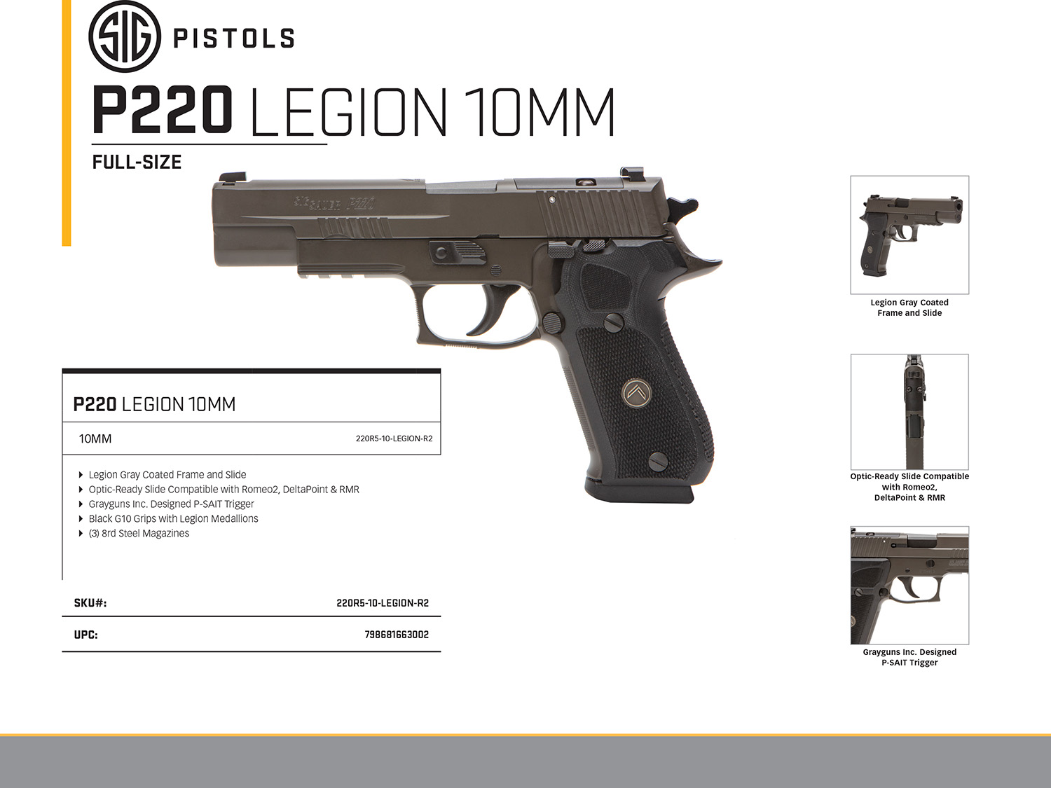 SIG Sauer P220 Legion 10mm Pistol – Reliable 10mm Auto Handgun 3 SIG Sauer P220 Legion 10mm Pistol – Reliable 10mm Auto Handgun - Image 3