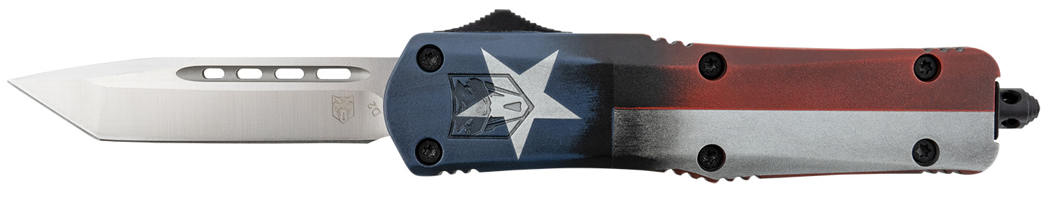 CobraTec Knives MCTXFS3TNS FS-3 Texas Flag Medium 3" OTF Tanto Plain Sat...