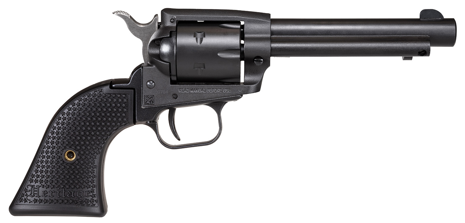 Heritage Mfg SRR22BS4PG Rough Rider  22 LR 6 Shot, 4.75 Black Satin Steel Barrel, Frame & Cylinder, Black Polymer Grip, Manual Thumb Safety, Exposed Hammer