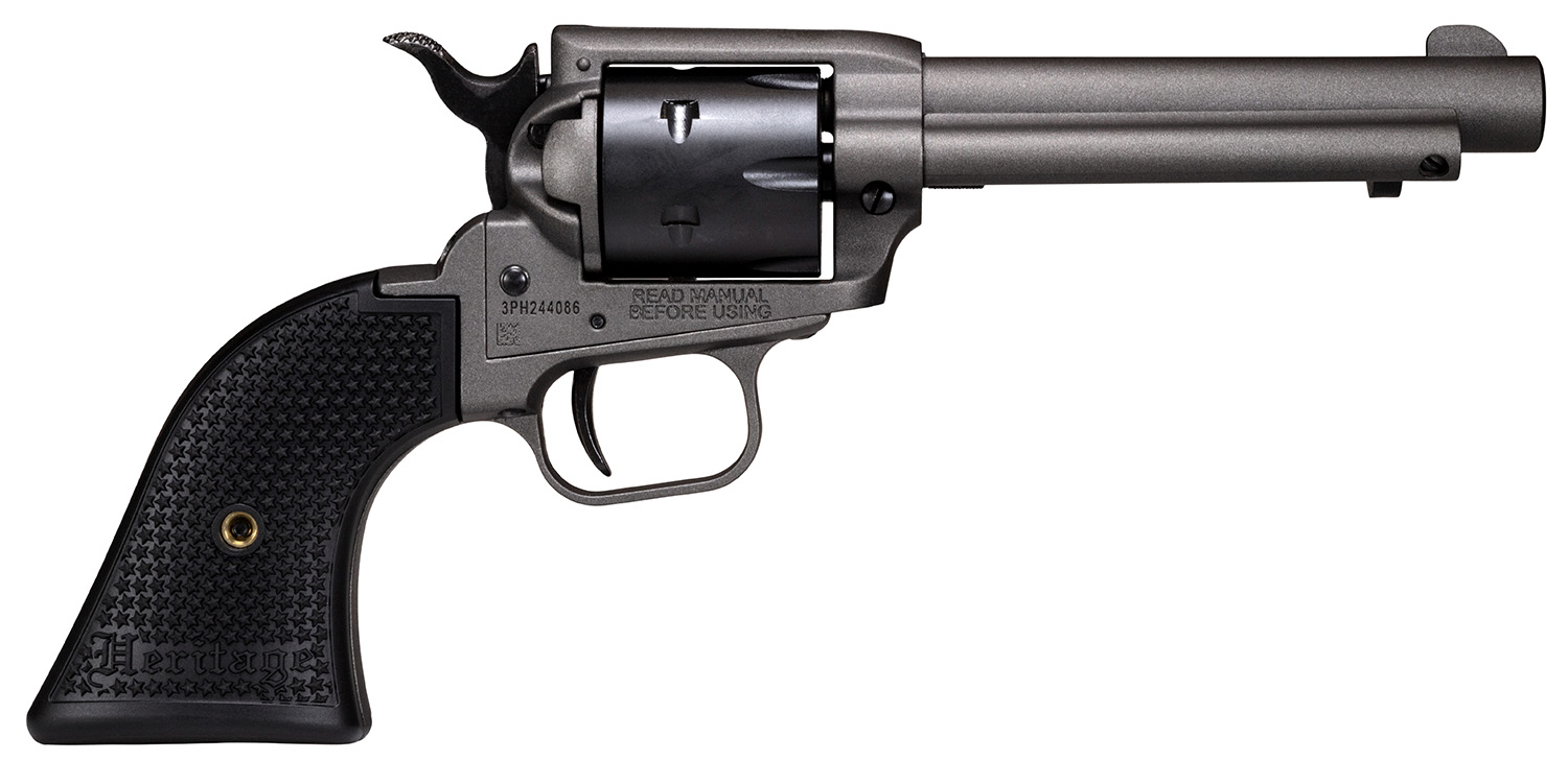 Heritage Mfg SRR22C4 Rough Rider  22 LR 6rd 4.75, Tungsten Gray Frame & Barrel, Black Satin Cylinder, Black Polymer Grips