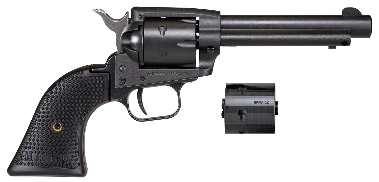 Heritage Mfg SRR22MBS4PG Rough Rider  22 LR/22 WMR 6 Shot, 4.75 Black Satin Steel Barrel, Frame & Cylinder, Black Polymer Grip, Exposed Hammer