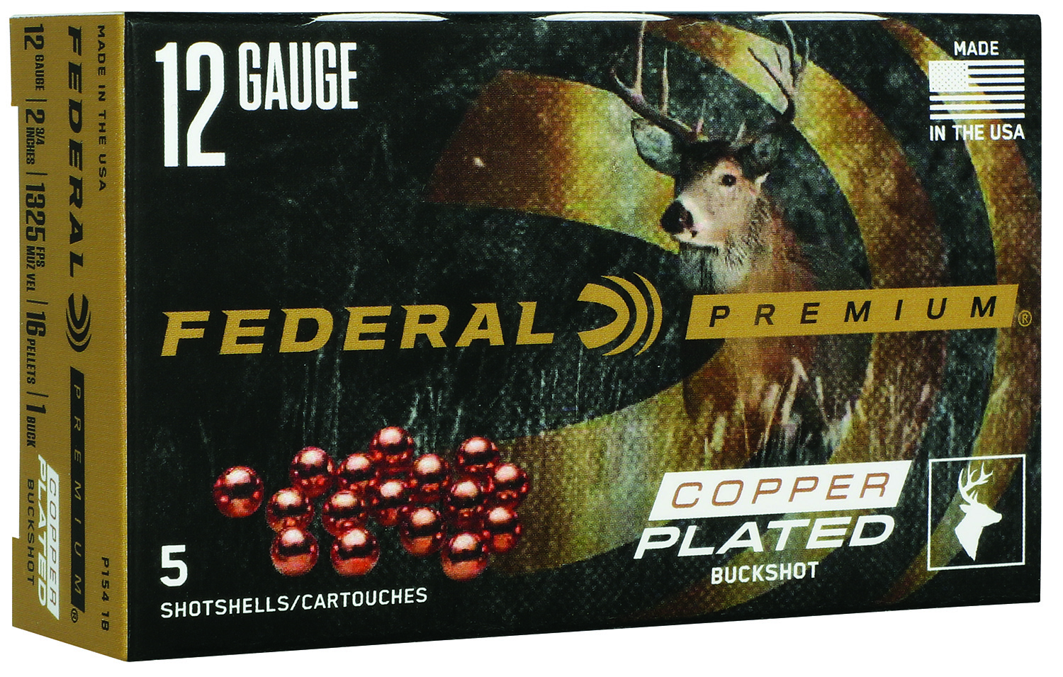 Federal P1541B Premium 12 Gauge 2.75" 1 Buckshot 16 Pellets 5/Box