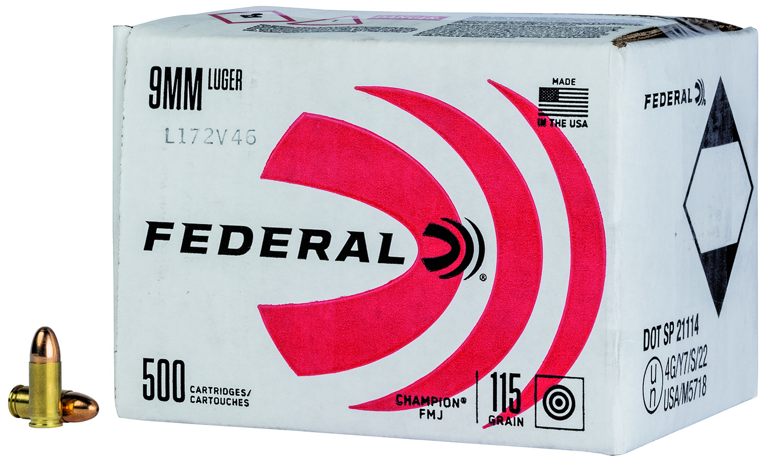Federal C9115A500 Champion Training 9mmLuger 115gr Full Metal Jacket...
