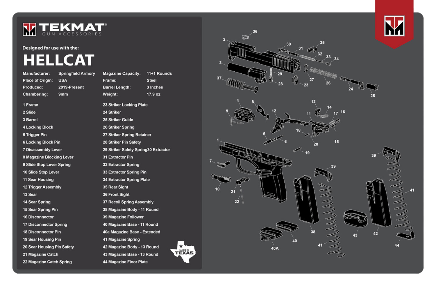TekMat TEKR17HELLCAT Springfield Armory Hellcat Cleaning Mat Springfield...-img-0