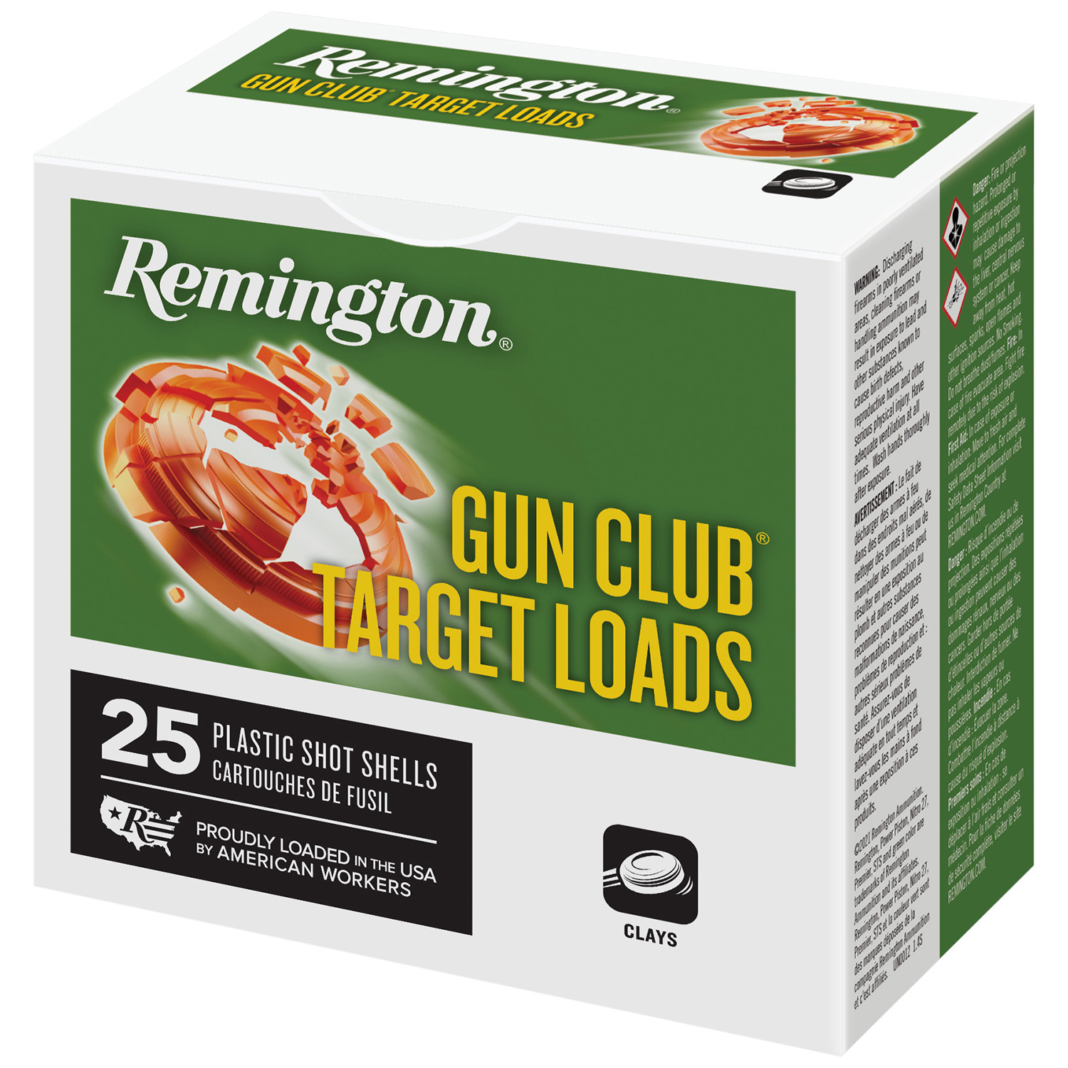 Remington R20035 Gun Club Target Load, 12 Gauge, 2.75", 1 oz, 7.5 Shot, 25/Box, 10/Cs, Ideal for Sport Shooting