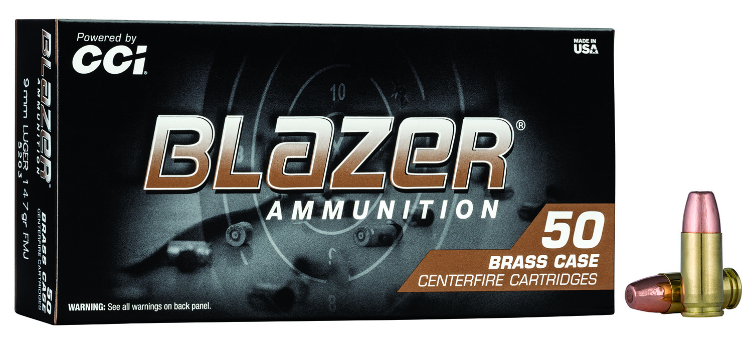 CCI 5203 Blazer Brass 9mm Luger 147 GR Full Metal Jacket 50 Bx/ 20 Cs - CCI - 9 mm Luger