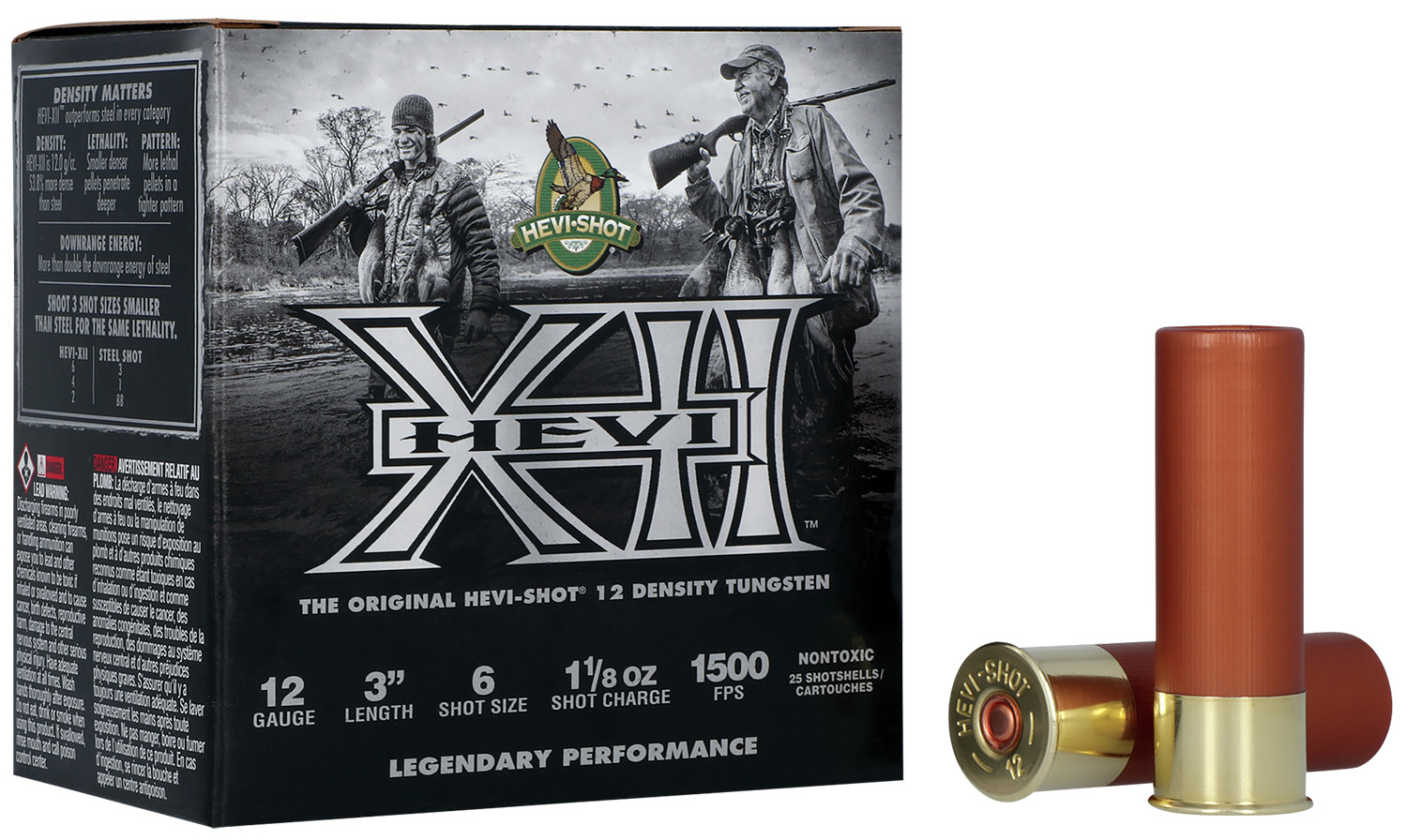 HEVI-Shot Hs51206 HEVI-Xii 12 Gauge 3" 1 3/8 Oz 6 Shot 25 Per Box 10 Cs