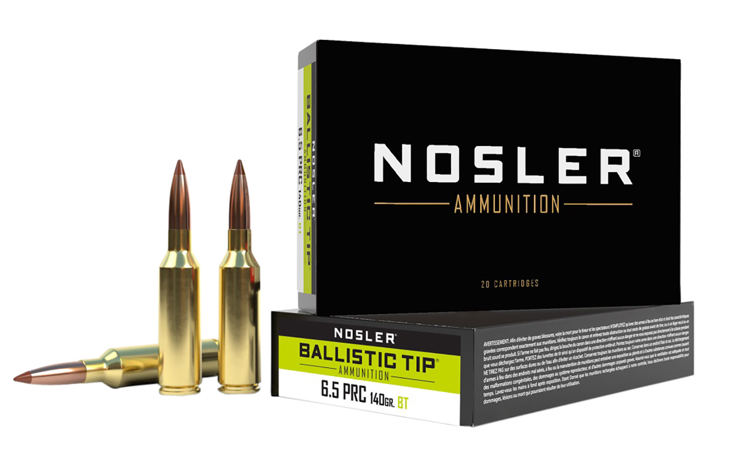 Nosler Ballistic Tip 6.5 PRC 140 gr Spitzer Boat-Tail (SBT) 20 Per Box/ 10 Cs
