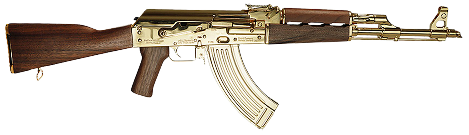Zastava Arms USA ZR7762WMGL ZPAPM70 Semi-Auto Rifle - 24KT Gold Plated, 7.62x39, 16" Chrome Lined Barrel, Dark Walnut Handguard, 30 Round Capacity