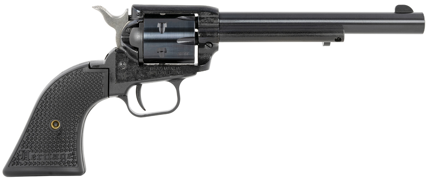 Heritage Mfg RR22MB6PG Rough Rider  22 LR/22 WMR 6 Shot, 6.50 Black Steel Barrel, Black Cerakote Zinc Alloy Frame, Black Cerakote Cylinder, Black Polymer Grip, Hammer/Thumb Safety, Exposed Hammer Heritage Mfg RR22MB6PG Rough Rider  22 LR/22 WMR 6 Shot, 6.50 Black Steel Barrel, Black Cerakote Zinc Alloy Frame, Black Cerakote Cylinder, Black Polymer Grip, Hammer/Thumb Safety, Exposed Hammer