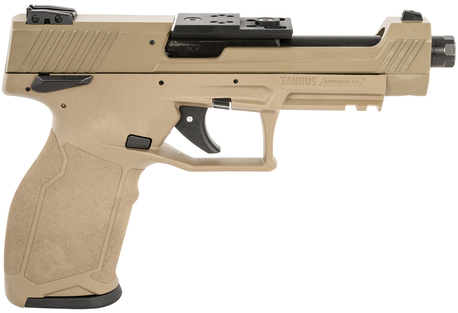 Taurus 1TX22C15UFCK TX22 Competition 22 LR 16+1 5.40" Matte Black Bull/Steel/Threaded Barrel, Flat Dark Earth Aluminum/Optic Cut/Serrated Slide & Polymer Frame w/Picatinny Rail w/FDE Polymer Grips