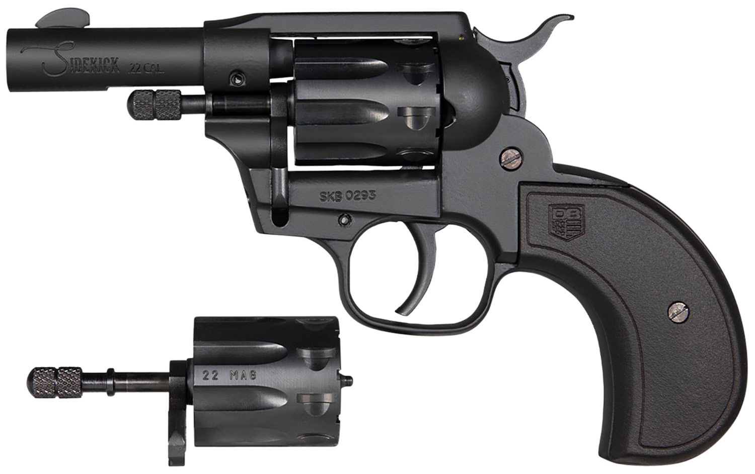 Diamondback DB0600A001 Sidekick  22 LR/22 Mag 9 Shot 3" Black Cerakote Steel Barrel & Cylinder, Zinc Alloy Frame, Black Birdshead Polymer Grip, Hammer Safety, Exposed Hammer
