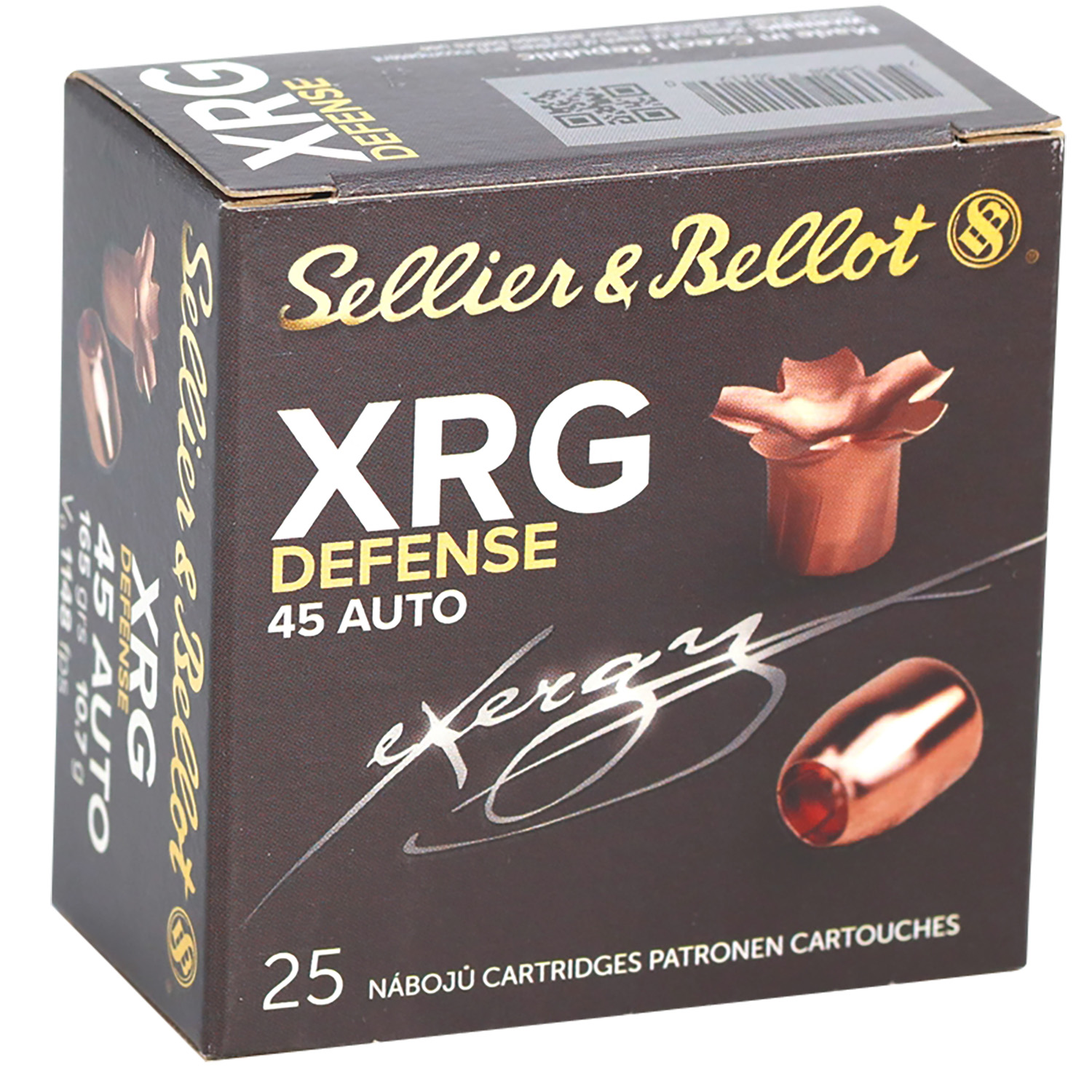 SELLIER & BELLOT XRG 45 ACP 165Gr Jacketed Hollow Point 25rd Ammo (SB45XA) - Sellier & Bellot - SOLID COPPER HOLLOW POINT