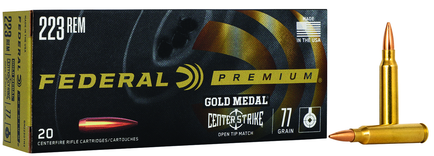 Federal GM223OTM3 Premium Gold Medal 223 Rem 77 Gr 20 Per Box/ 10 Cs