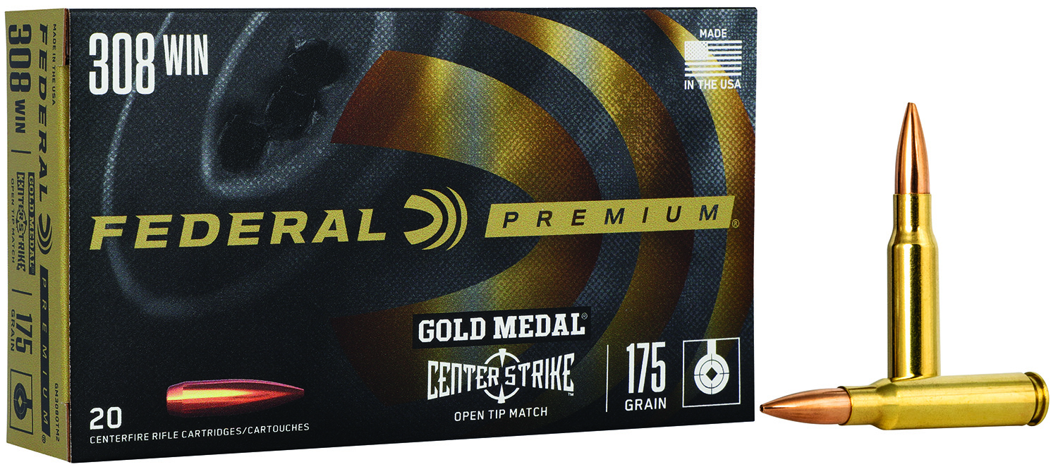 Federal GM308OTM2 Premium Gold Medal 308Win 175gr Open Tip Match 20 Per Box/10 Case
