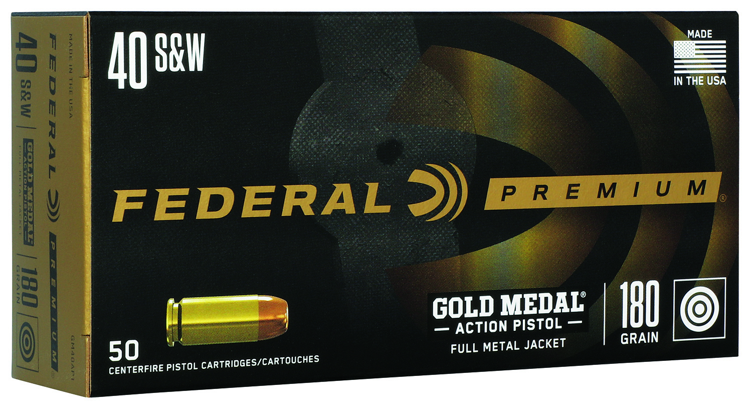 Federal Gold Medal 40 S&W 180 Grain Full Metal Jacket 50 Round Box-img-0