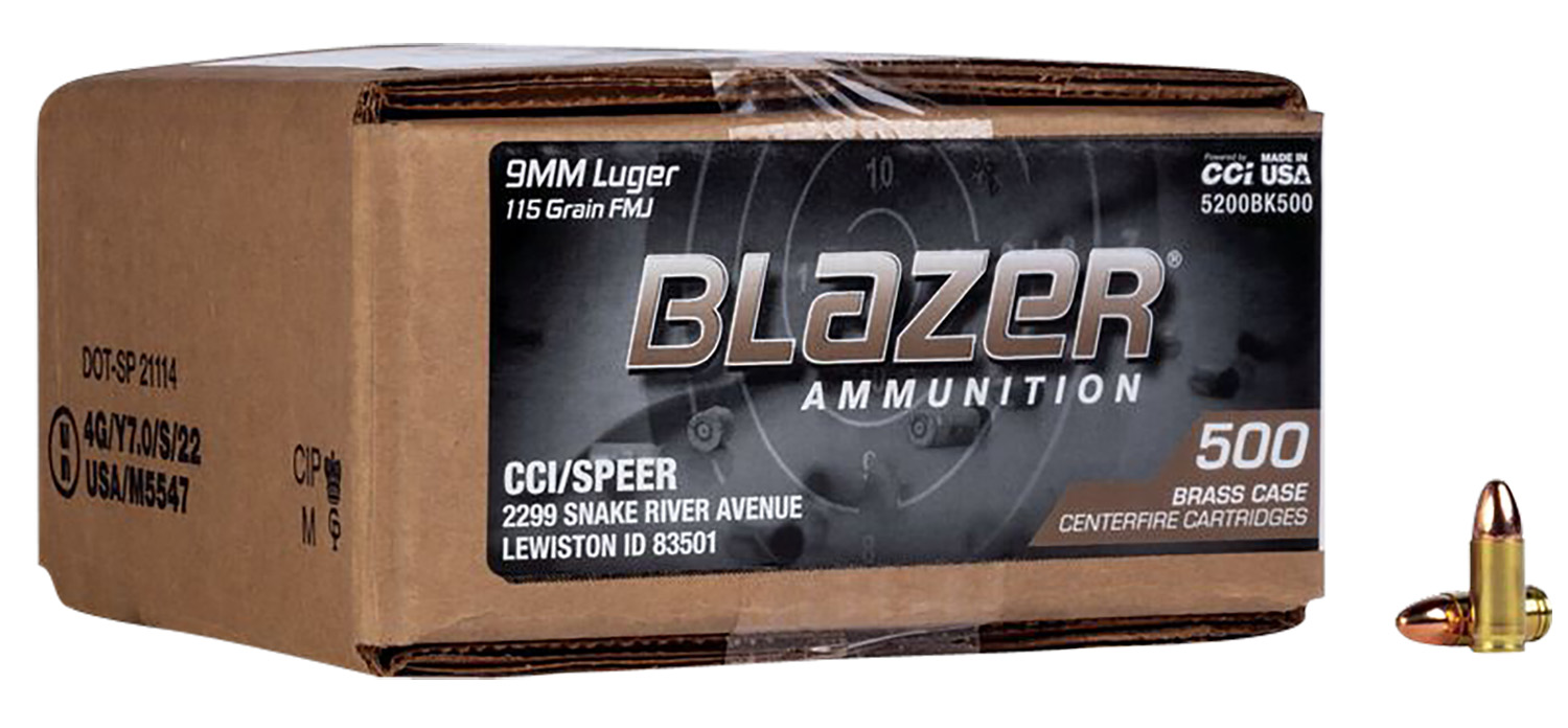 CCI 5200Bk500 Blazer Brass Handgun 9Mmluger 115Gr Full Metal Jacket 500 PER - CCI - 9mm