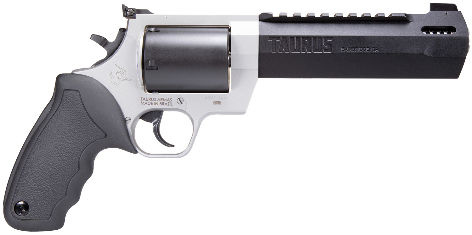 Taurus 2500065RH Raging Hunter  Large Frame 500 S&W Mag 5rd 6.75" Matte Black Ported/Target Crown Barrel, Matte Black Oxide Cylinder, Matte Stainless Stainless Steel Frame, Black Rubber Grip