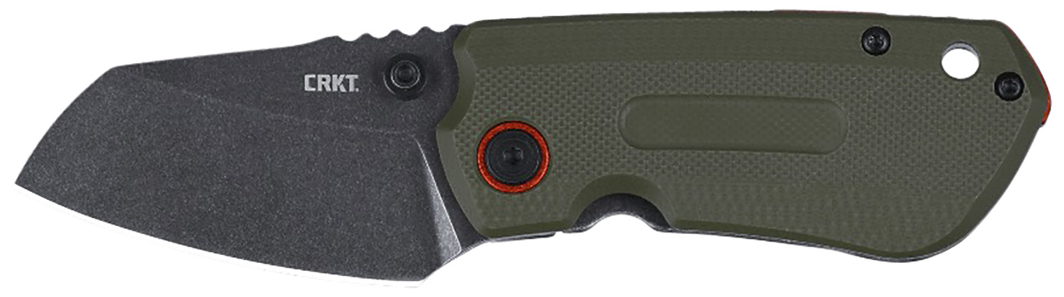CRKT 6277 Overland  Compact 2.24 Folding Plain Stonewashed D2 Steel Blade, Green w/Orange Accents G10/SS Handle, Includes Pocket Clip