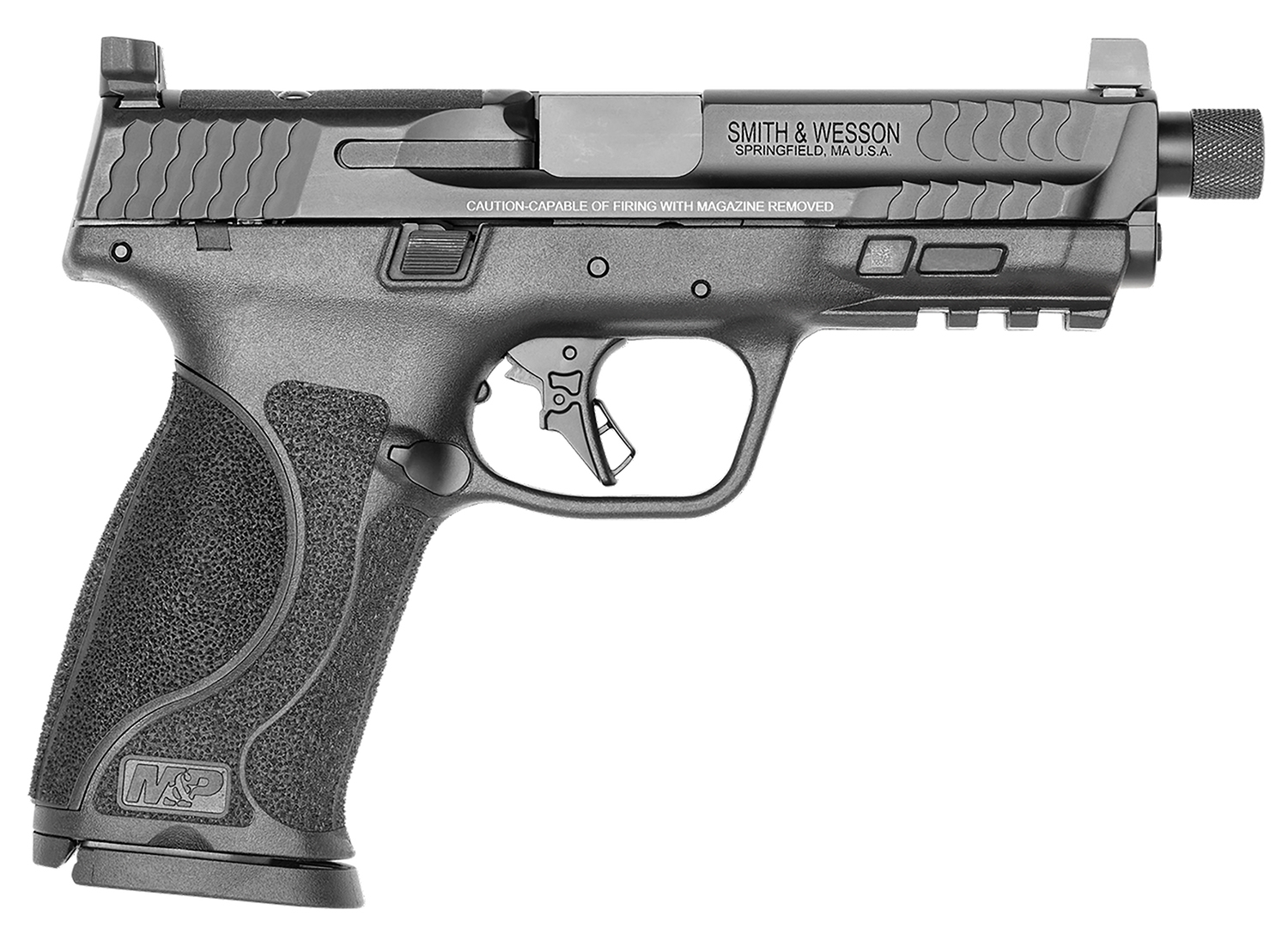 Smith & Wesson 13585 M&P M2.0  Full Size 9mm Luger 17+1, 4.62" Black Armornite Steel Threaded Barrel & Optic Ready/Serrated Slide, Matte Black Polymer Frame w/Picatinny Rail