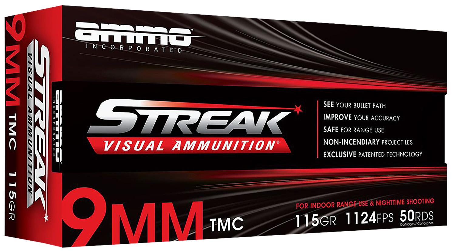 Ammo Inc STREAK 9mm Luger 115gr TMC Red 50rd