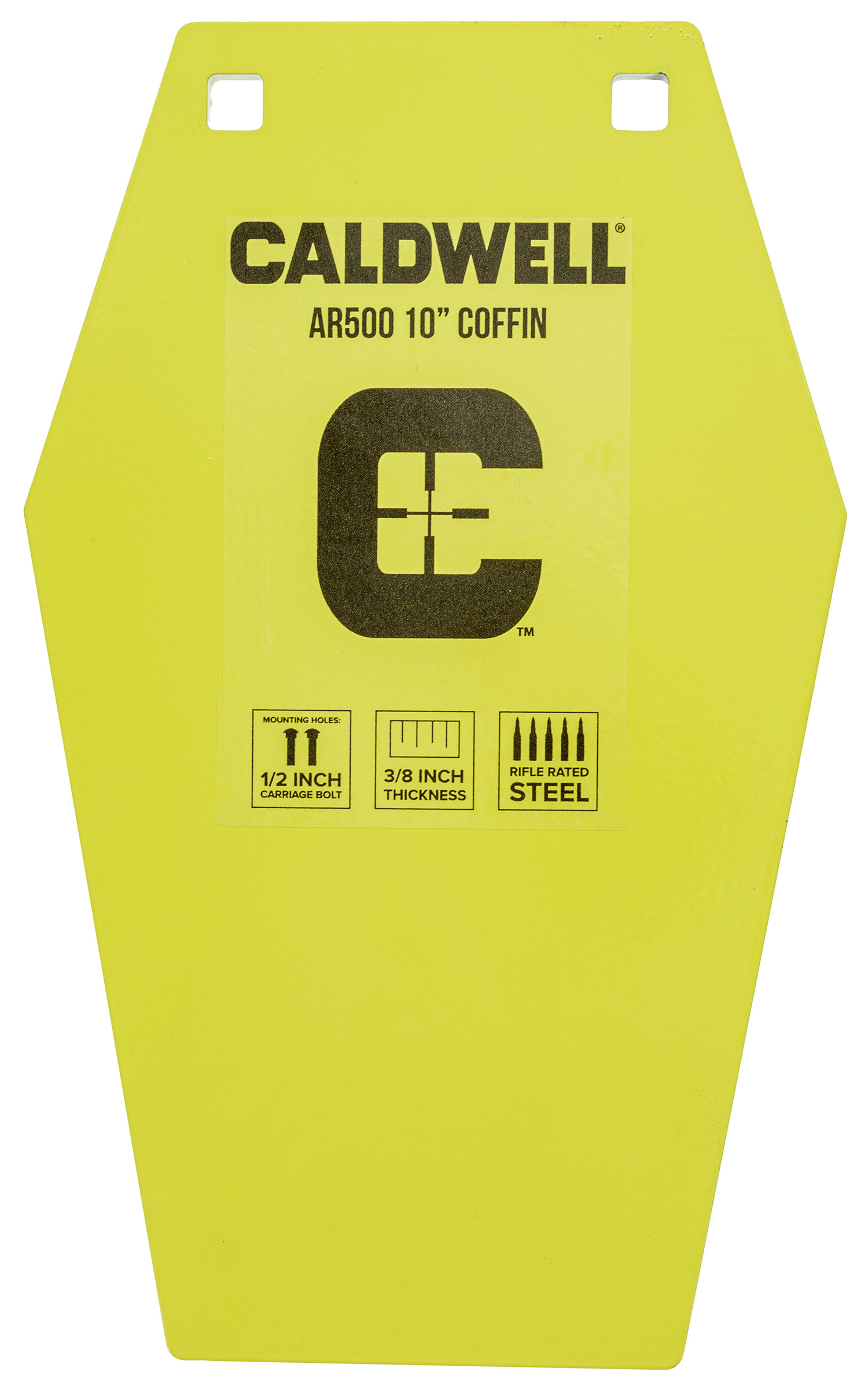 Caldwell 1116693 C 10 Coffin Target AR500 Steel Yellow Powder Coat