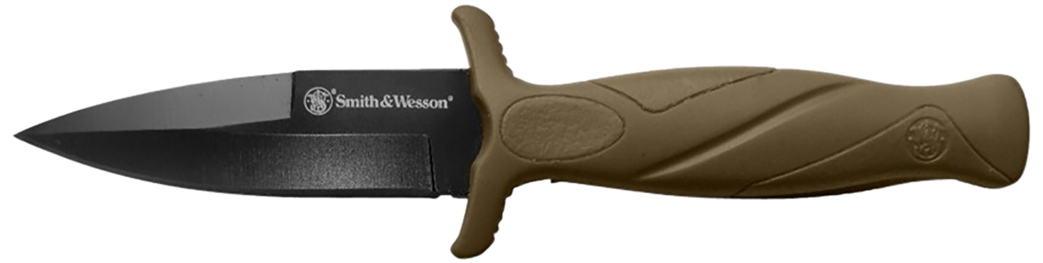 Smith & Wesson Knives 1100073 H.R.T. Flase Edge 2.75" Fixed Plain Black Oxide Stainless Steel Blade Flat Dark Earth Rubber Handle Includes S — Lowest 
