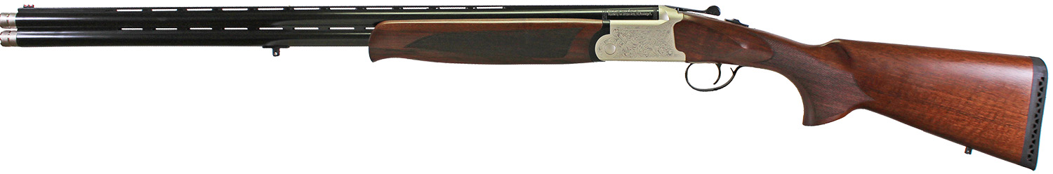 Iver Johnson Arms IJ600410LW28S IJ600 Lightweight Full Size 410 Gauge Break Open 3 2rd 28 Black Over/Under Vent Rib Barrel, Silver Engraved Aluminum Receiver, Fixed Walnut Wood Stock, Ambidextrous