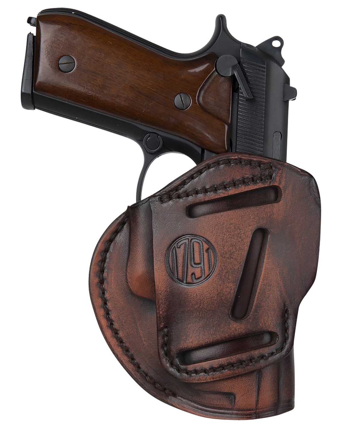 1791 Gunleather 3WH6VTGA 3-Way  IWB/OWB Size 06 Vintage Leather Belt Loop Fits Beretta 92 Fits Walther PPQ Fits Sig P320 Ambidextrous Hand