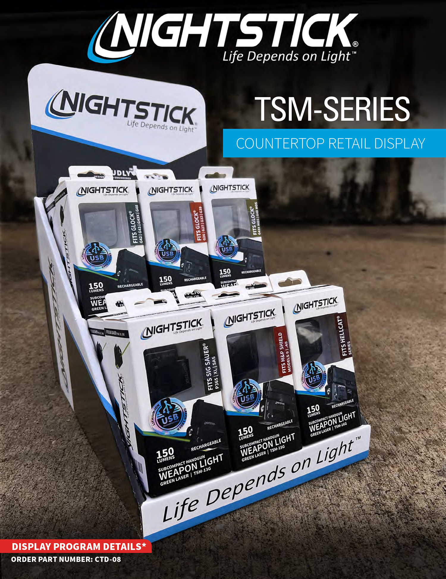 Nightstick CTD08 Counter Display 12 TSM Weapon Light w/Green Laser-img-0